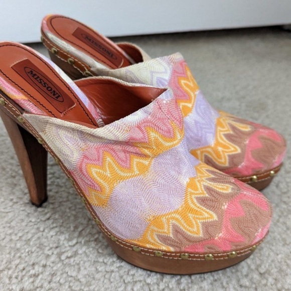 Missoni Slip On Platform Studded Wood Clog Heel - Picture 5 of 5